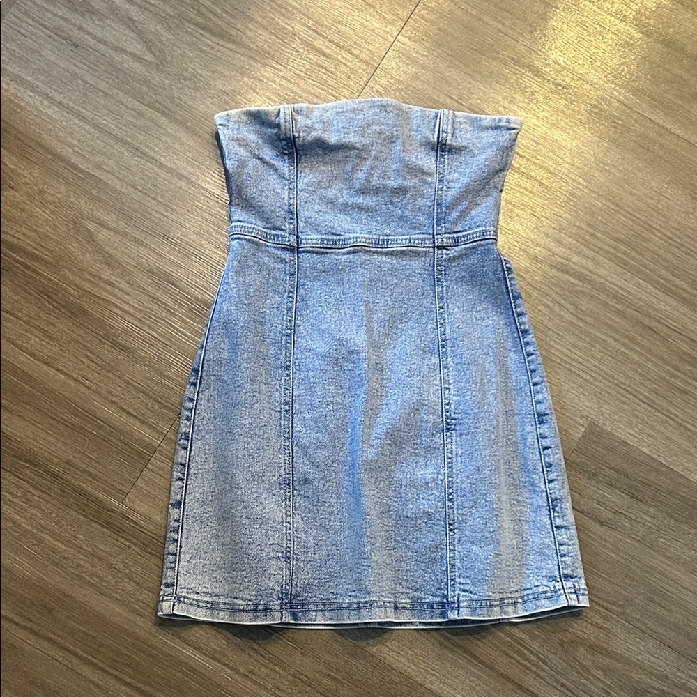 ASOS Light Blue Strapless Denim Dress